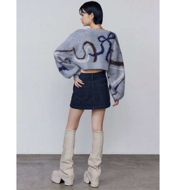 EMODA「リボンラインショートニット」|ニット・セーター|