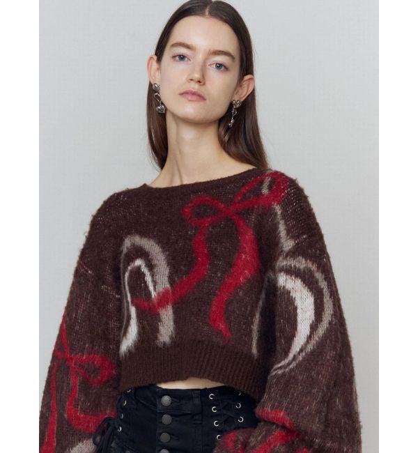 EMODA「リボンラインショートニット」|ニット・セーター|