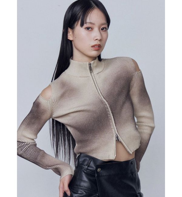 EMODA「カットウォッシュドプレーティングジップニット」|ニット・セーター|