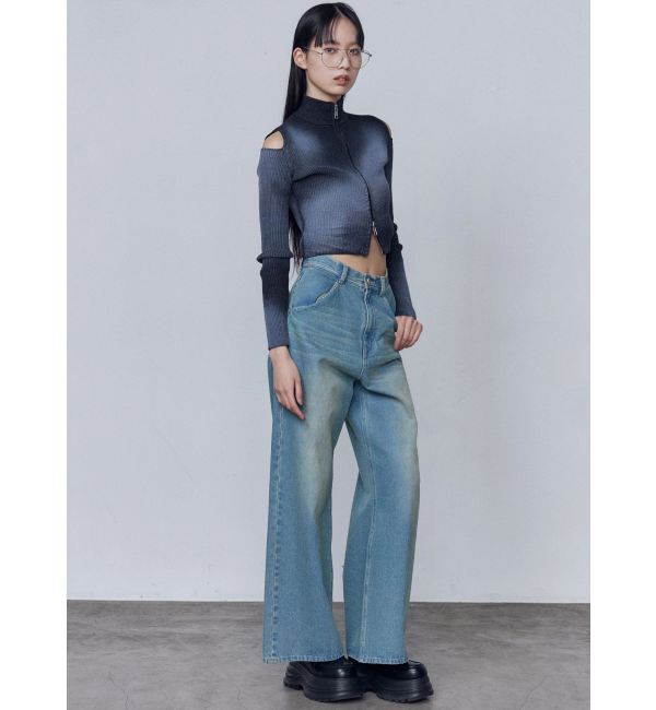 EMODA「カットウォッシュドプレーティングジップニット」|ニット・セーター|