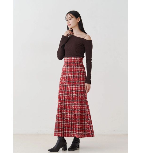 MERCURYDUO「アシメパールチェーンワンショルニット」|ニット・セーター|