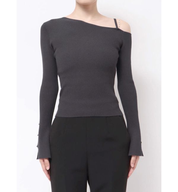 MERCURYDUO「アシメパールチェーンワンショルニット」|ニット・セーター|