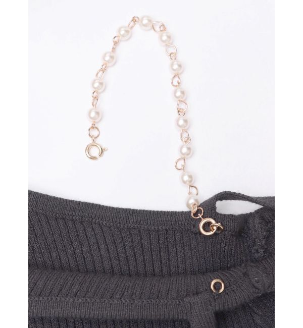 MERCURYDUO「アシメパールチェーンワンショルニット」|ニット・セーター|