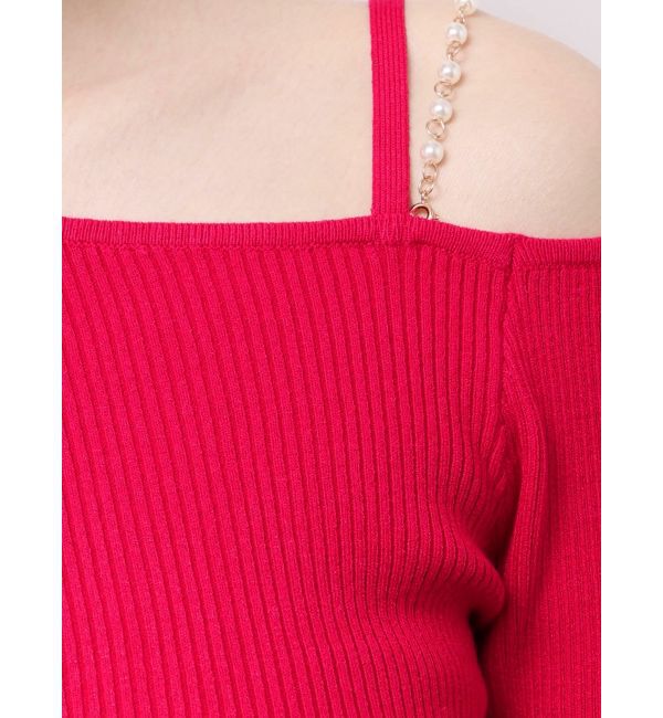 MERCURYDUO「アシメパールチェーンワンショルニット」|ニット・セーター|