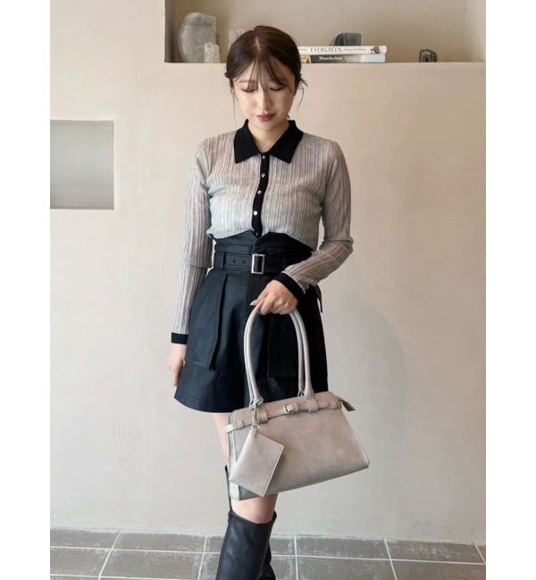 MERCURYDUO「メタルボタンシアーリブポロニット」|ニット・セーター|