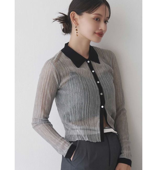 MERCURYDUO「メタルボタンシアーリブポロニット」|ニット・セーター|
