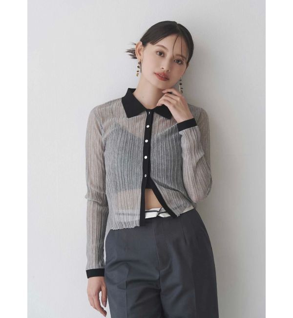 MERCURYDUO「メタルボタンシアーリブポロニット」|ニット・セーター|