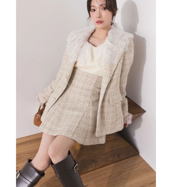 MERCURYDUO「【セットアップ着用可】バックZIPミニスカパン」|スカート|ベージュ