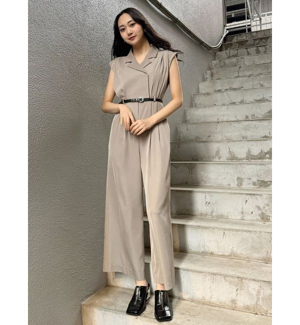 MURUA「デザインベルトワイドロンパース」|オールインワン|