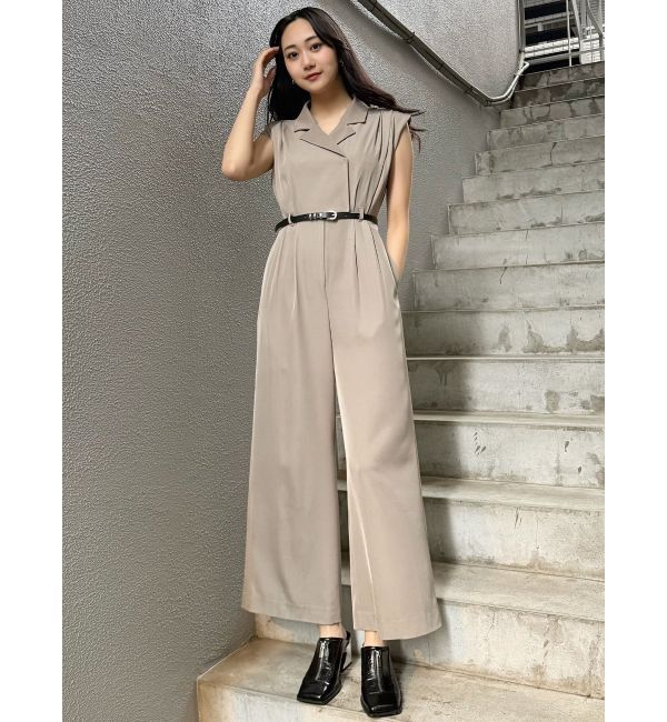 MURUA「デザインベルトワイドロンパース」|オールインワン|