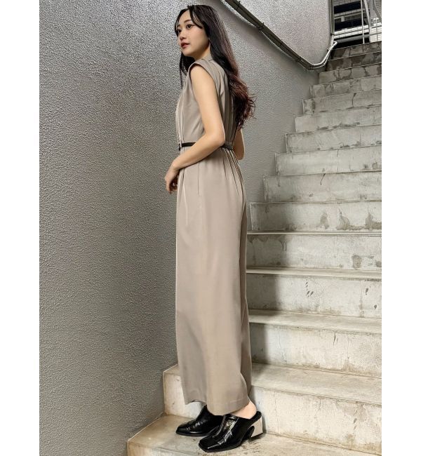 MURUA「デザインベルトワイドロンパース」|オールインワン|