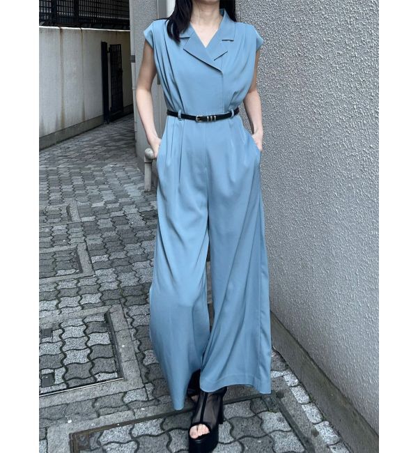 MURUA「デザインベルトワイドロンパース」|オールインワン|