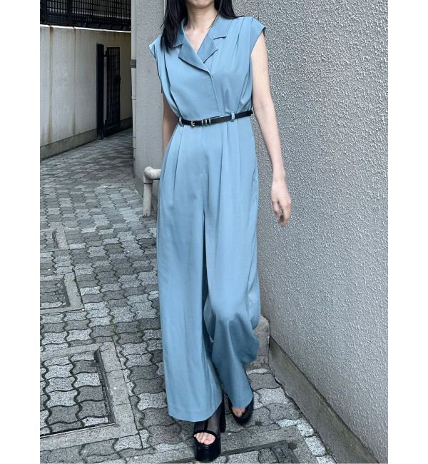 MURUA「デザインベルトワイドロンパース」|オールインワン|