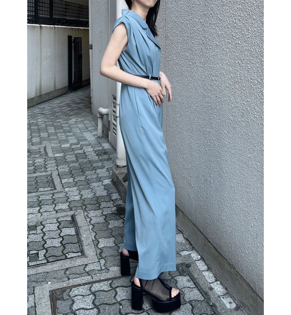 MURUA「デザインベルトワイドロンパース」|オールインワン|