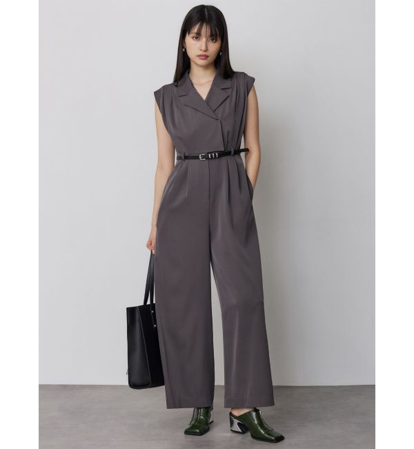 MURUA「デザインベルトワイドロンパース」|オールインワン|