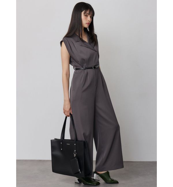 MURUA「デザインベルトワイドロンパース」|オールインワン|