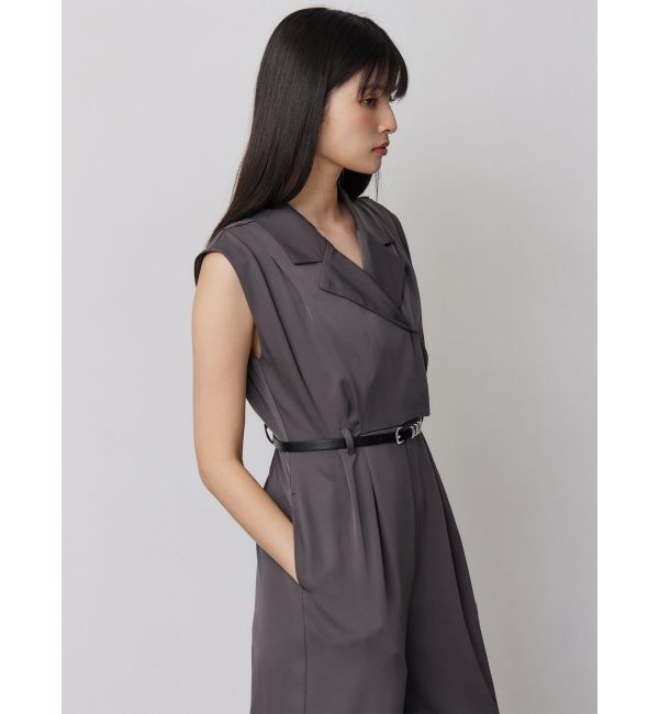 MURUA「デザインベルトワイドロンパース」|オールインワン|