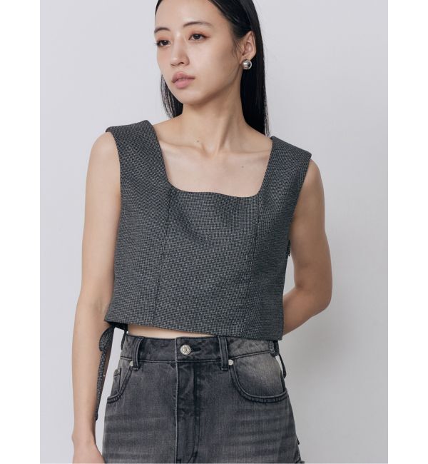 MURUA「スクエアネックメッシュタンク【セットアップ着用可】」|シャツ・ブラウス|グレー