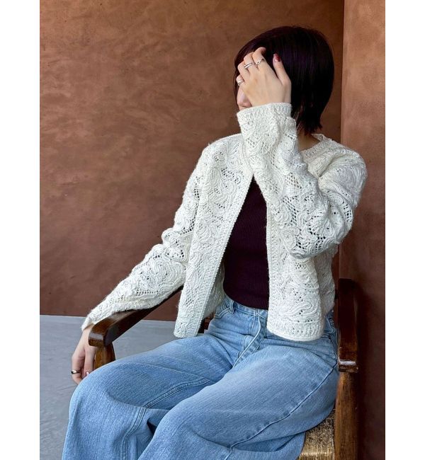 LAGUNAMOON「【WEB限定カラーあり】コードエンブロイダリーニットカーデ」|カーディガン|オフホワイト