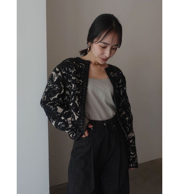 LAGUNAMOON「【WEB限定カラーあり】コードエンブロイダリーニットカーデ」|カーディガン|