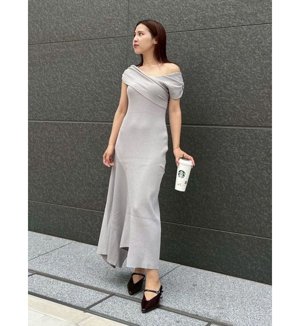 LAGUNAMOON「アシメオフショルリブニットワンピース」|ワンピース|