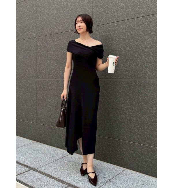 LAGUNAMOON「アシメオフショルリブニットワンピース」|ワンピース|