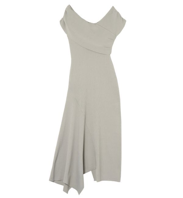 LAGUNAMOON「アシメオフショルリブニットワンピース」|ワンピース|ミントグリーン