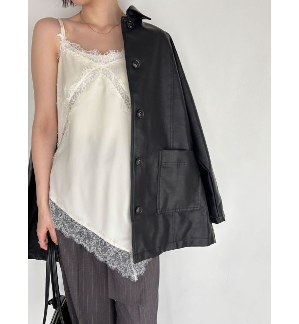 LAGUNAMOON「アシンメトリーレースサテンキャミソール」|キャミソール|