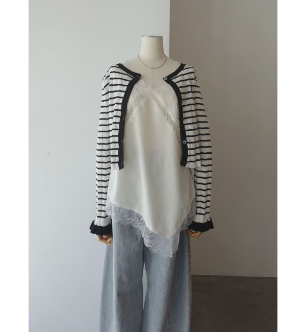 LAGUNAMOON「アシンメトリーレースサテンキャミソール」|キャミソール|