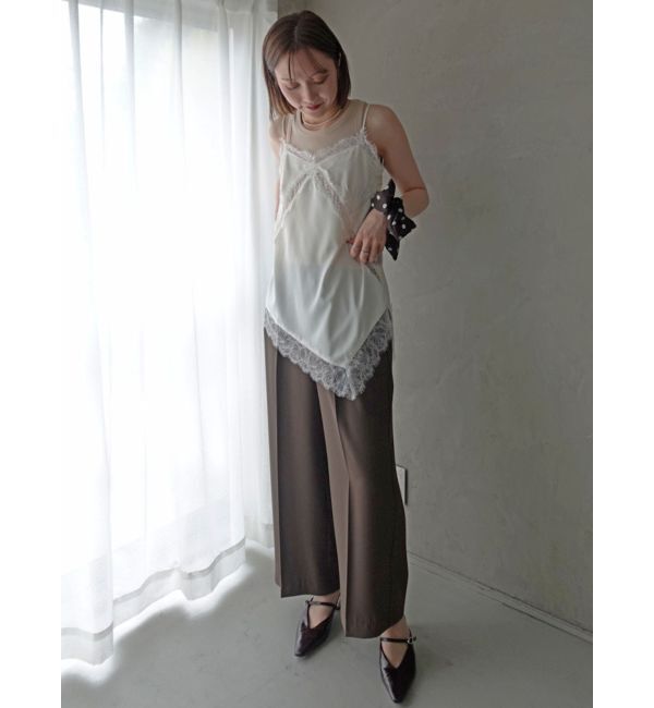 LAGUNAMOON「アシンメトリーレースサテンキャミソール」|キャミソール|