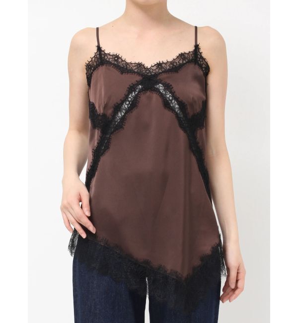 LAGUNAMOON「アシンメトリーレースサテンキャミソール」|キャミソール|