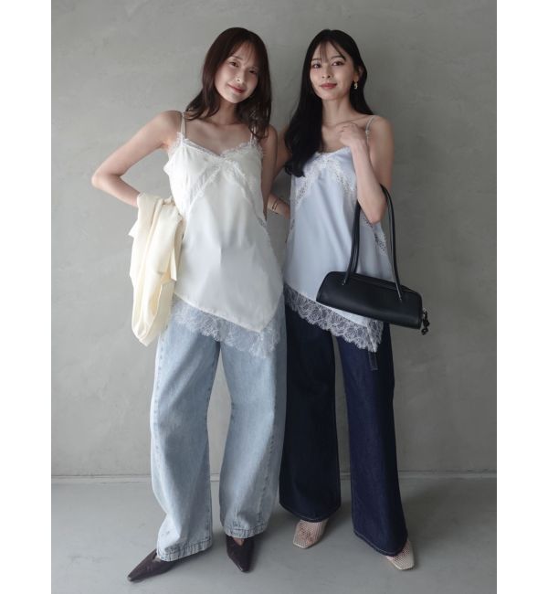 LAGUNAMOON「アシンメトリーレースサテンキャミソール」|キャミソール|