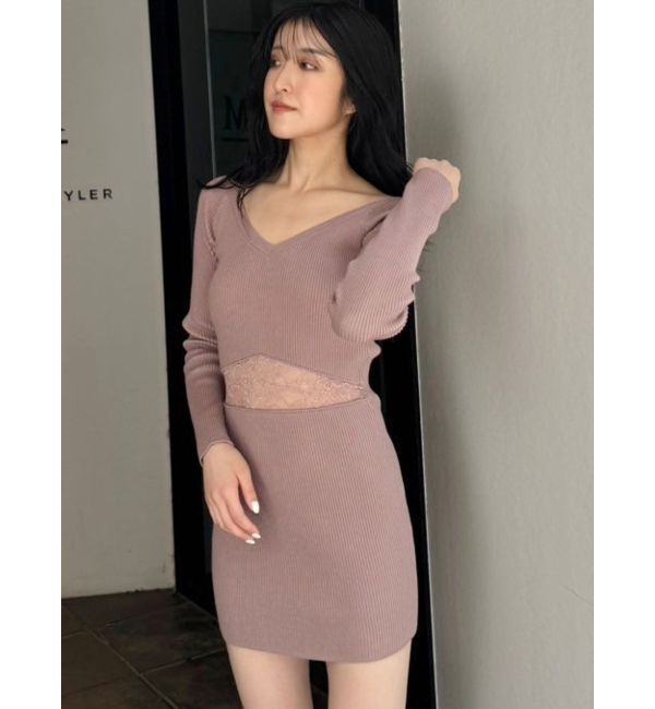 GYDA「ウエストレース2WAYテレコニットワンピース」|ワンピース|