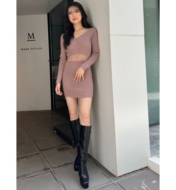 GYDA「ウエストレース2WAYテレコニットワンピース」|ワンピース|