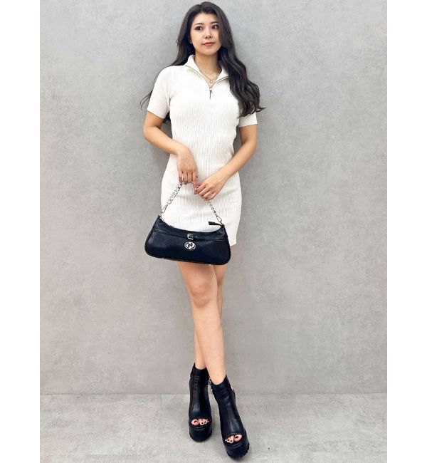 GYDA「ブリーチハーフZIPリブニットワンピース」|ワンピース|