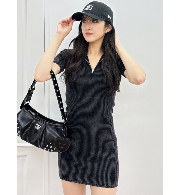 GYDA「ブリーチハーフZIPリブニットワンピース」|ワンピース|