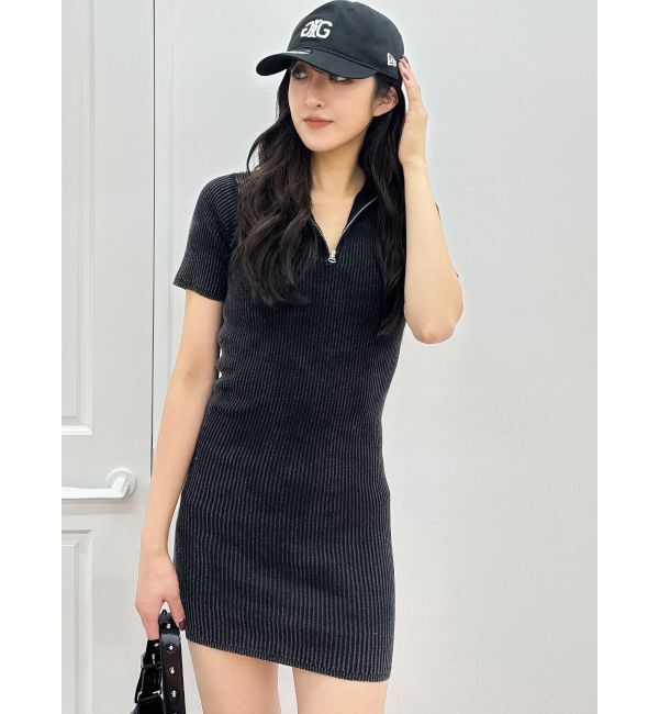 GYDA「ブリーチハーフZIPリブニットワンピース」|ワンピース|