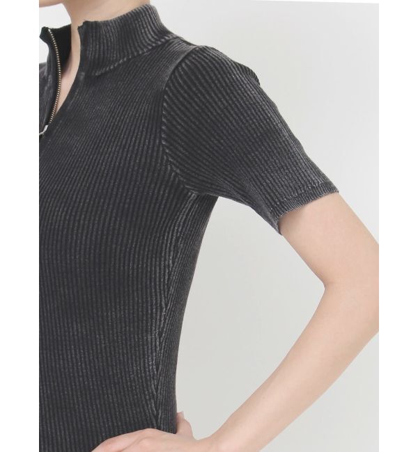 GYDA「ブリーチハーフZIPリブニットワンピース」|ワンピース|