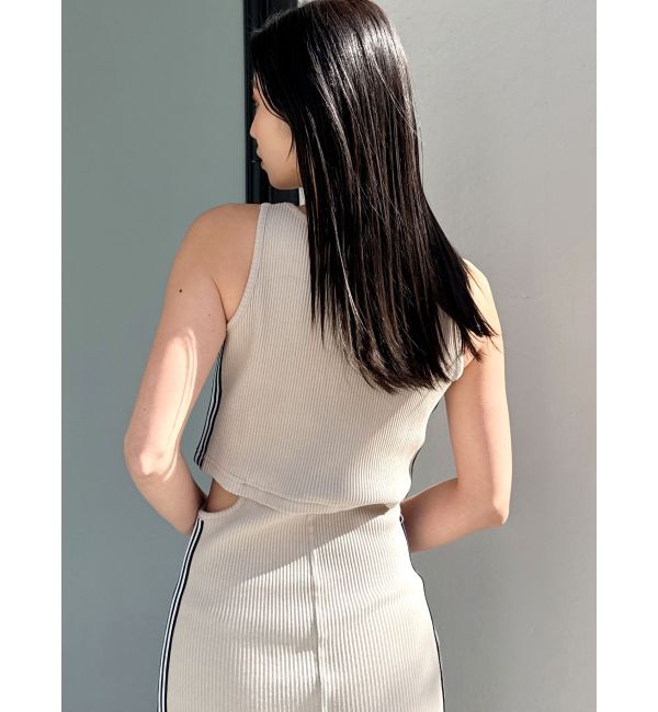 GYDA「GDウエストOPEN SIDEラインノースリテレコロングワンピース」|ワンピース|