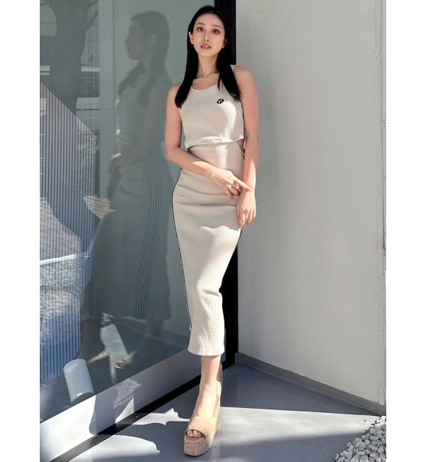 GYDA「GDウエストOPEN SIDEラインノースリテレコロングワンピース」|ワンピース|