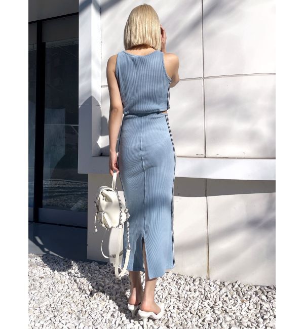 GYDA「GDウエストOPEN SIDEラインノースリテレコロングワンピース」|ワンピース|