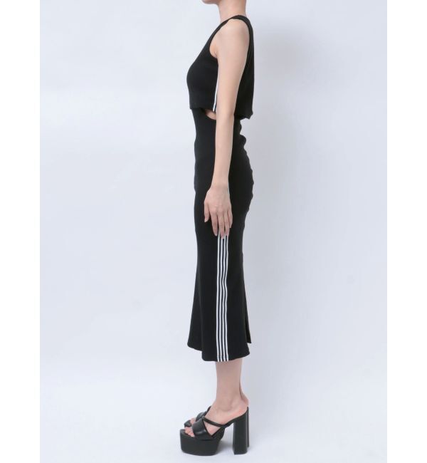 GYDA「GDウエストOPEN SIDEラインノースリテレコロングワンピース」|ワンピース|