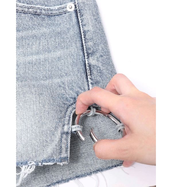 GYDA「ハイウエストSIDE RINGデニムショートパンツ」|デニム|