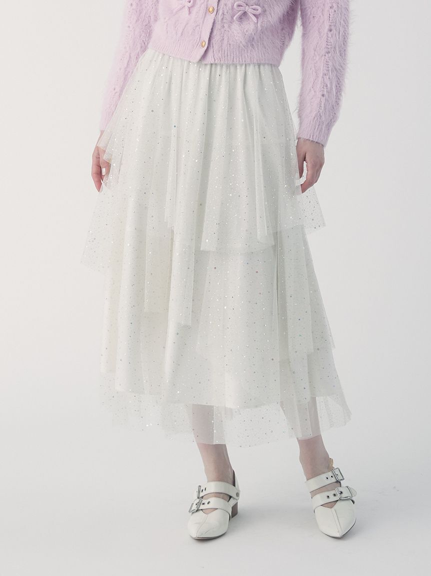 FURFUR「ラメチュールスカート」|スカート|WHT