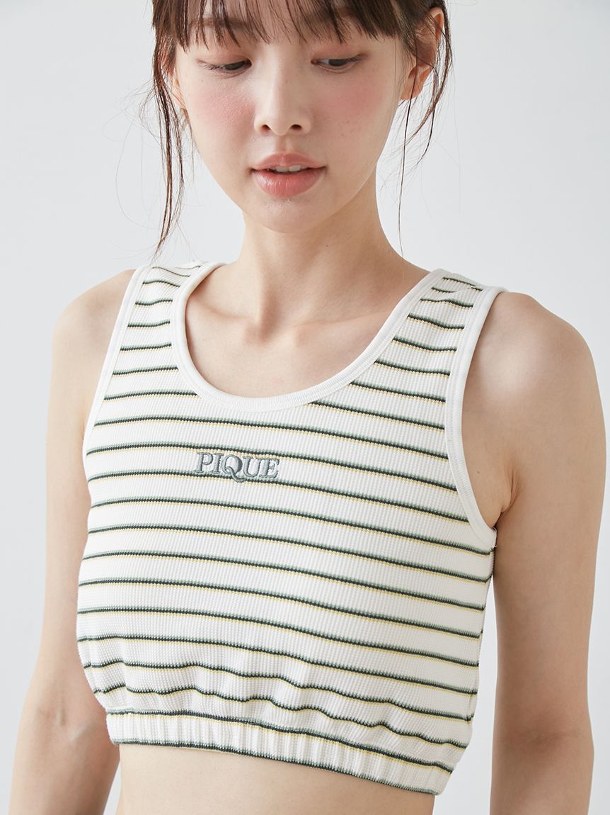 gelato pique「ワッフルボーダーカップインブラトップ」|ルームウェア|