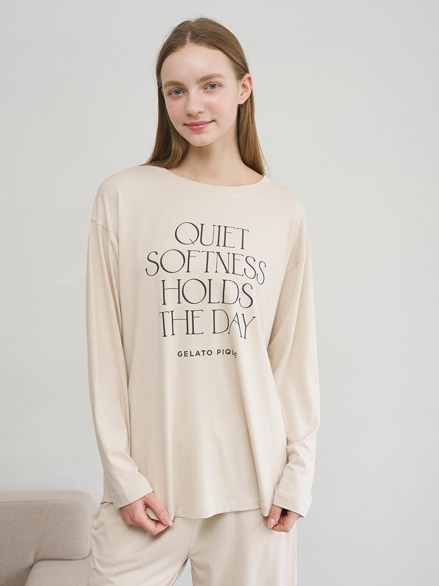 gelato pique「【接触冷感】レーヨンロゴロンT」|ルームウェア|BEG