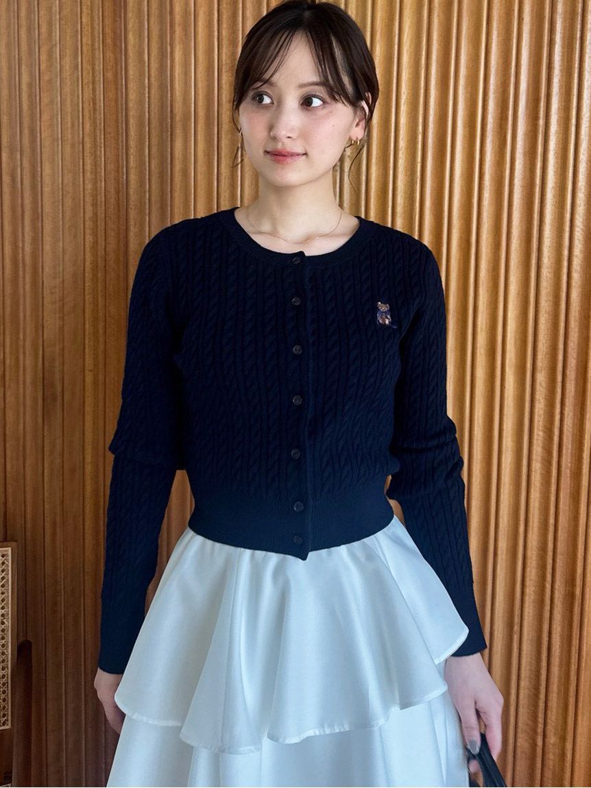 SNIDEL「Sustainableニットカーデ&times;ティアードスカートセット」|ワンピース|