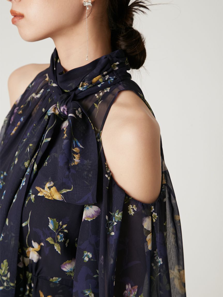 FRAY I.D「【00サイズ】フラワープリントオフショルティアードワンピース」|ワンピース|