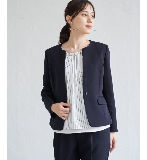 IKKA LOUNGE「【洗濯機で洗える／セットアップ対応】ウォッシャブルキーネックジャケット」|その他|