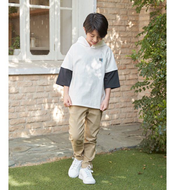 ikka kids「【親子コーデ】冷感6分袖レイヤードパーカー（120~160cm）」|Tシャツ・カットソー|